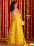 Girl's' Pink Top And Yellow Lehenga With Ruffled Dupatta Set